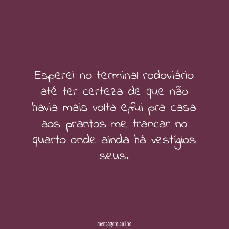 Esperei no terminal rodoviário até ter certeza de