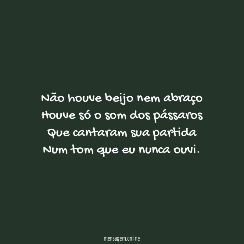 Não houve beijo nem abraço Houve só o som