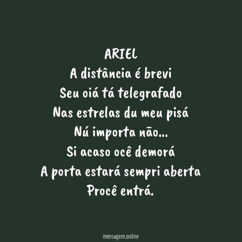 ARIEL A distância é brevi Seu oiá tá telegrafado Nas estrelas