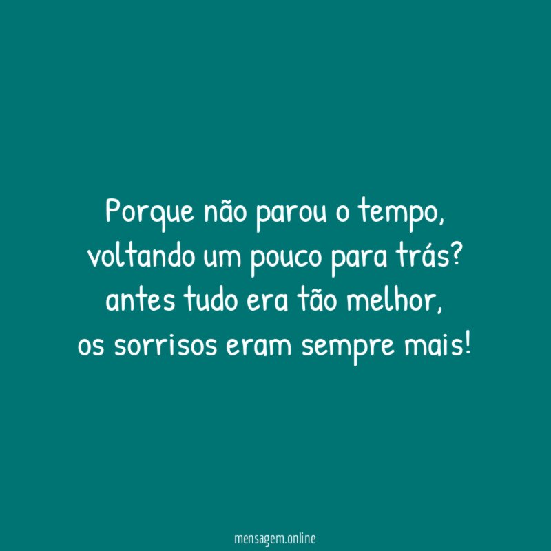 Porque não parou o tempo