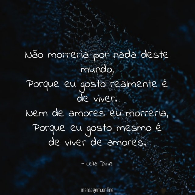 Não morreria por nada deste mundo