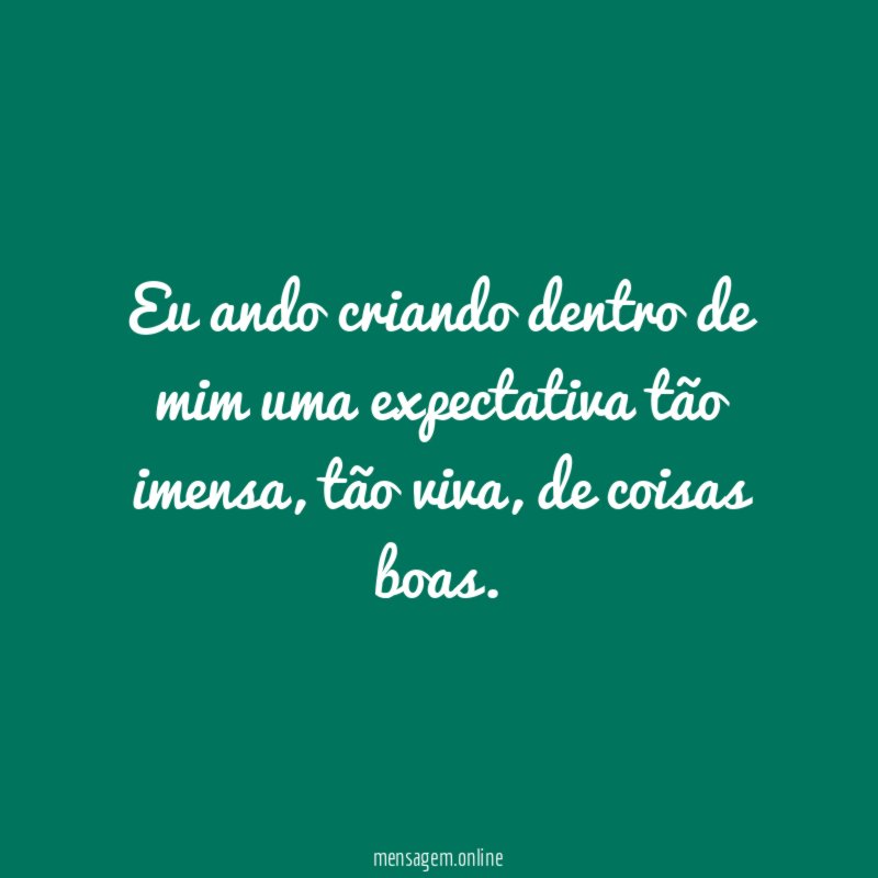 Eu ando criando dentro de mim uma expectativa tão imensa