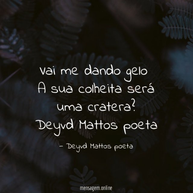 Vai me dando gelo ✌ A sua colheita será