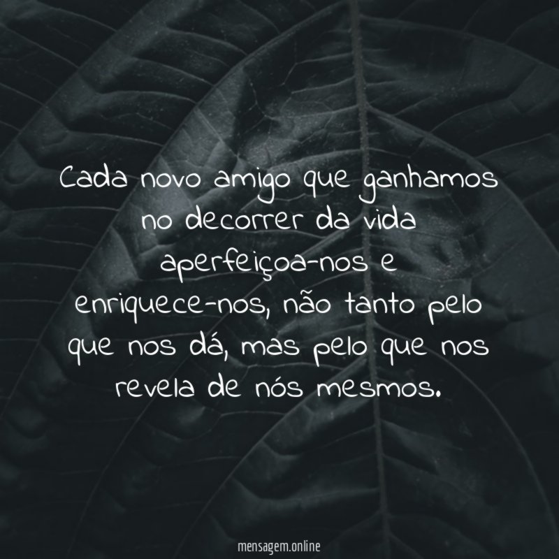 Cada novo amigo que ganhamos no decorrer da