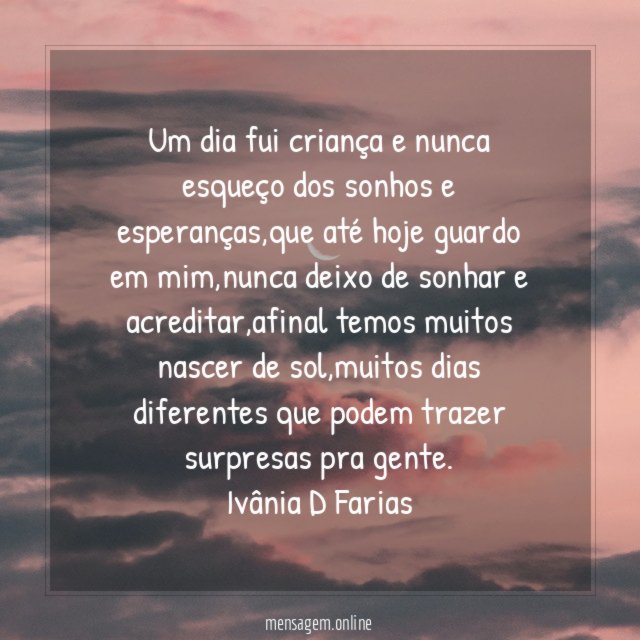 Um dia fui criança e nunca esqueço dos