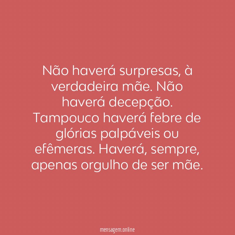 Não haverá surpresas
