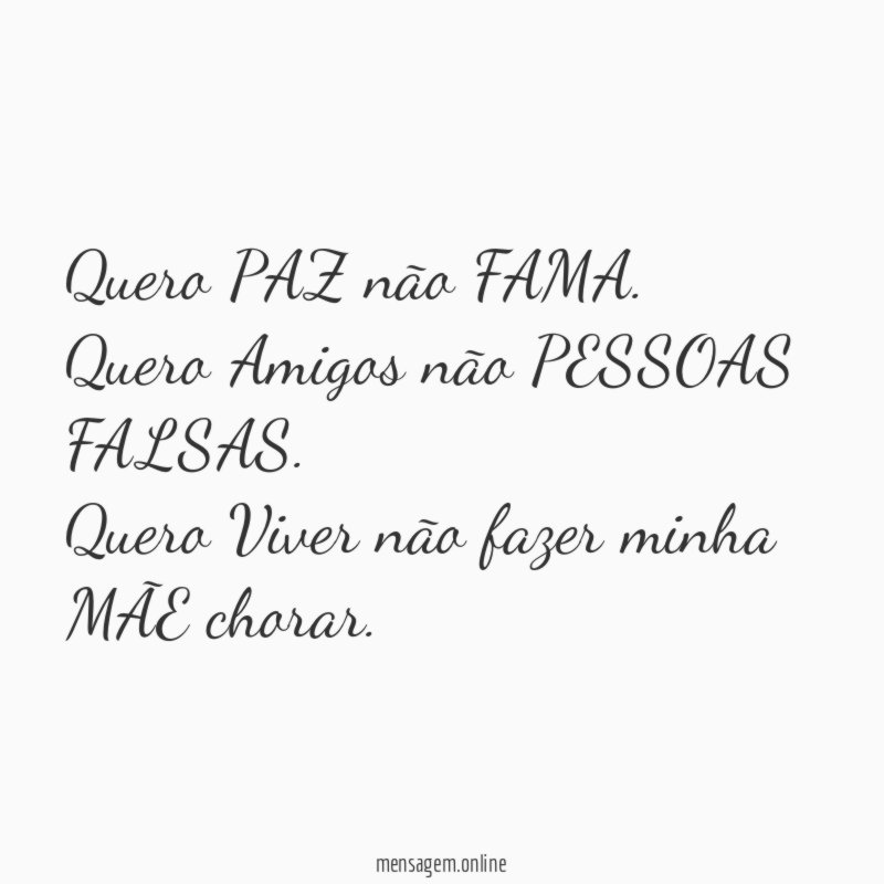 Quero PAZ não FAMA