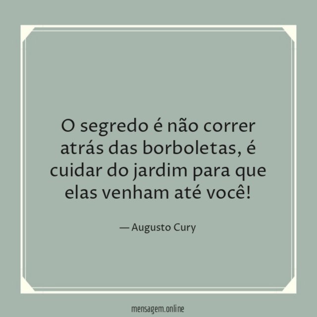 O segredo é não correr atrás das borboletas