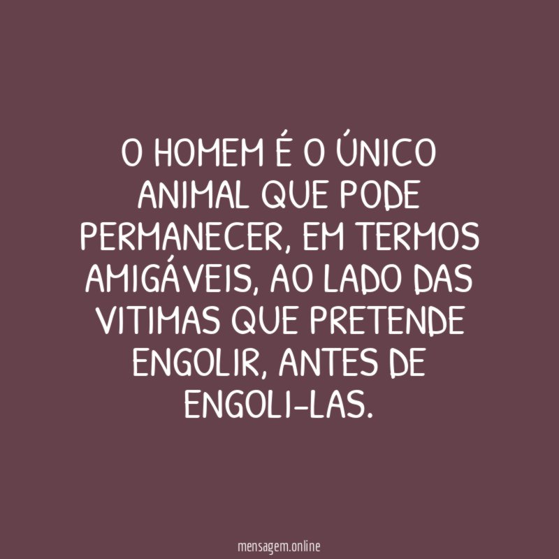 O Homem é o único animal que pode permanecer
