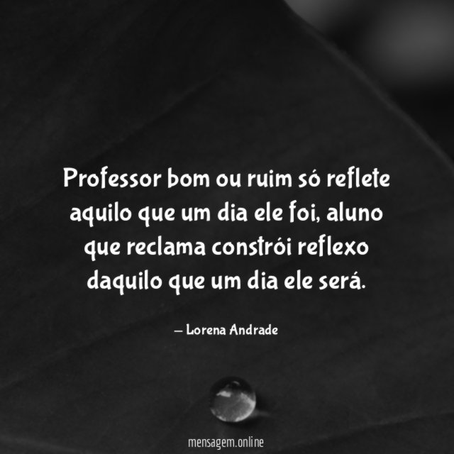 Professor bom ou ruim só reflete aquilo que um dia ele foi