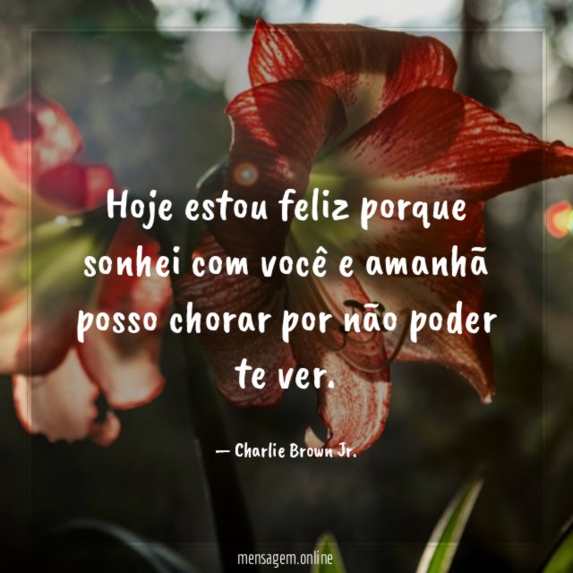 Hoje estou feliz porque sonhei com você