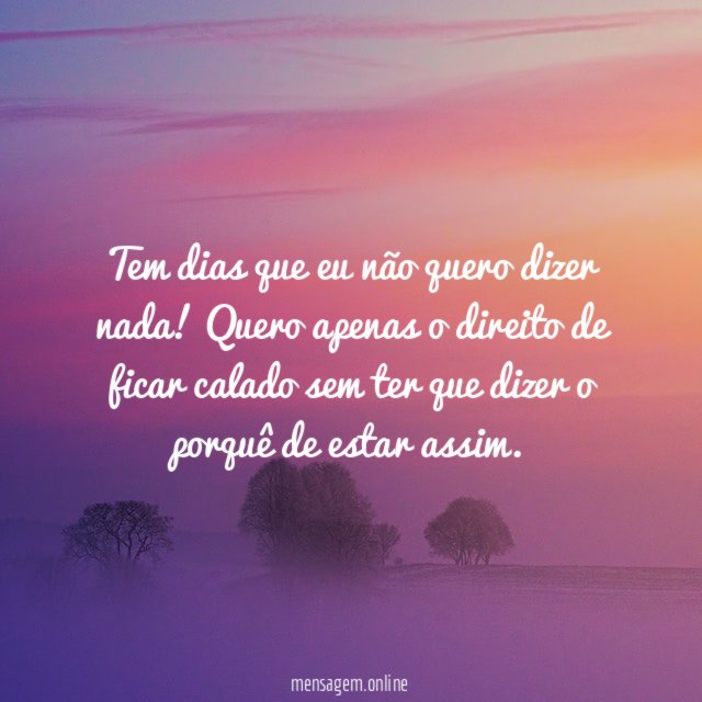 Tem dias que eu não quero dizer nada