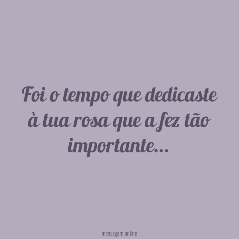 Foi o tempo que dedicaste à tua rosa