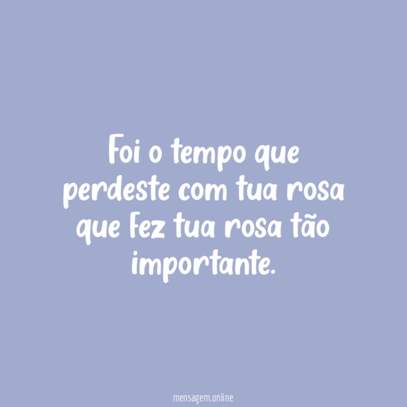 Foi o tempo que perdeste com tua rosa