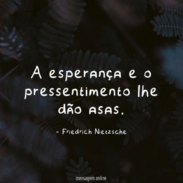 A esperança e o pressentimento lhe dão asas
