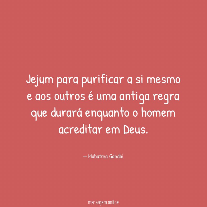Jejum para purificar a si mesmo e aos