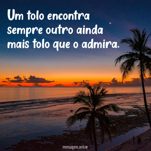 Um tolo encontra sempre outro ainda mais tolo que o admira