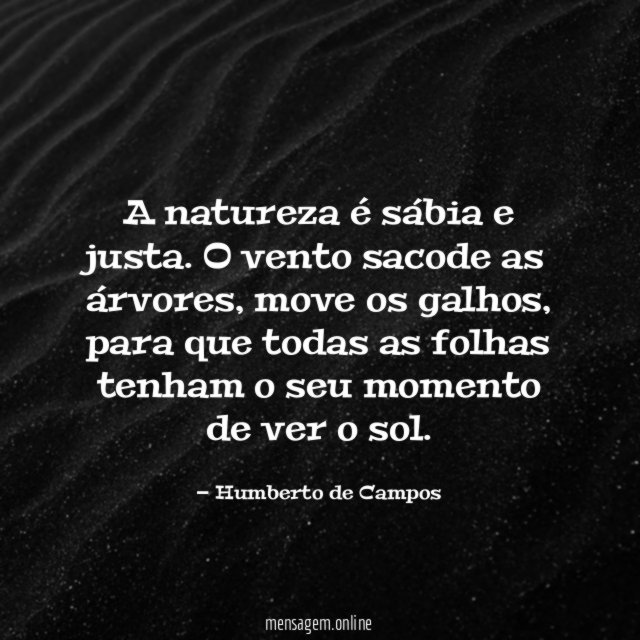 A natureza é sábia e justa