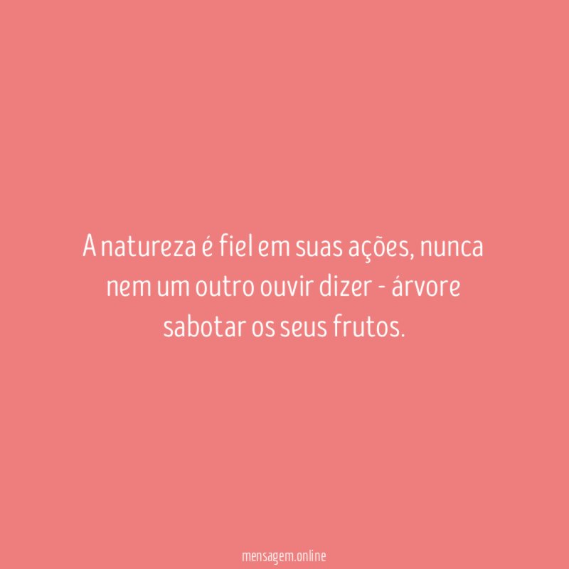 A natureza é fiel em suas ações