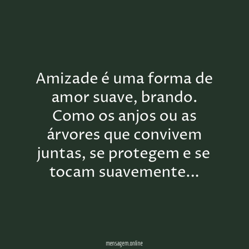 Amizade é uma forma de amor suave