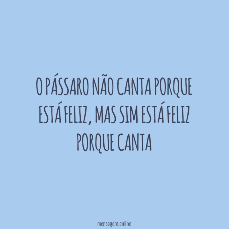 O pássaro não canta porque está feliz