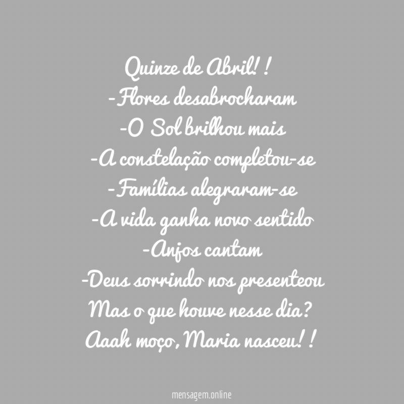 Quinze de Abril !!
