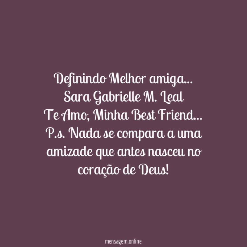 Definindo Melhor amiga…
