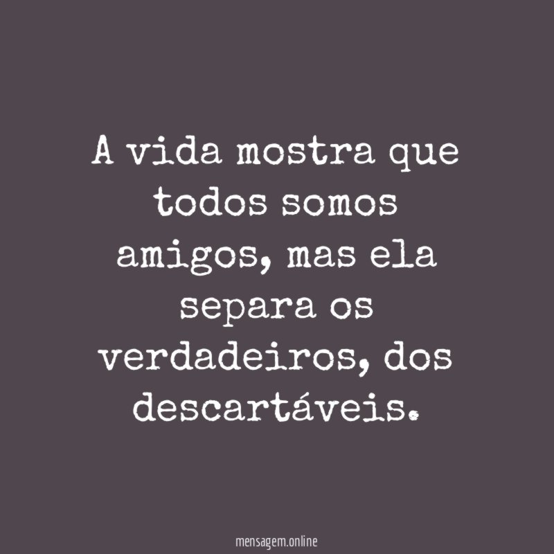 A vida mostra que todos somos amigos