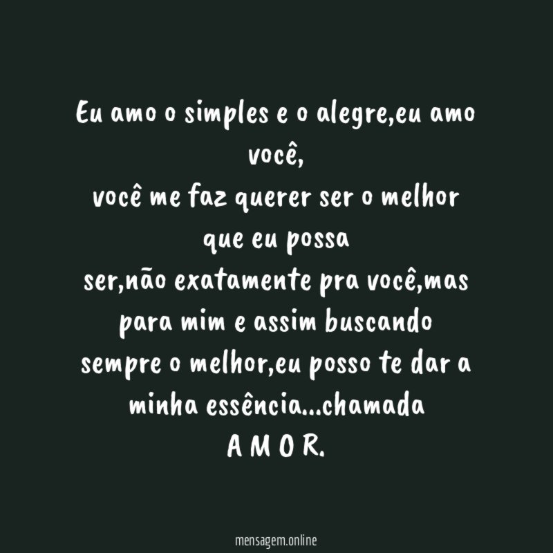 eu amo o simples e o alegre