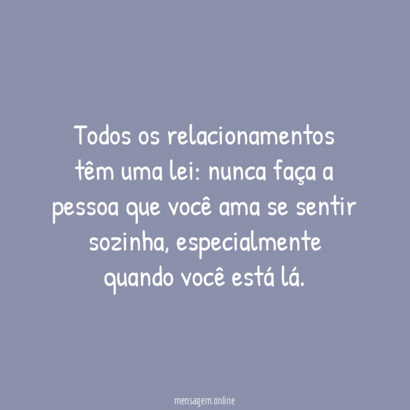 Todos os relacionamentos têm uma lei