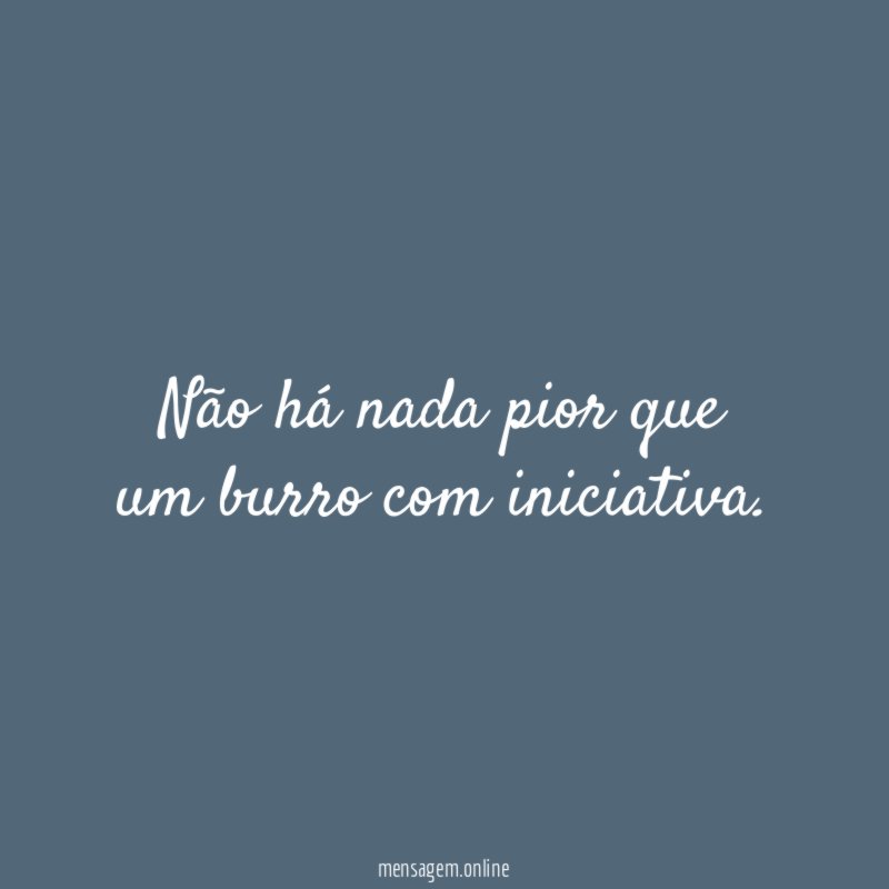Não há nada pior que um burro com iniciativa