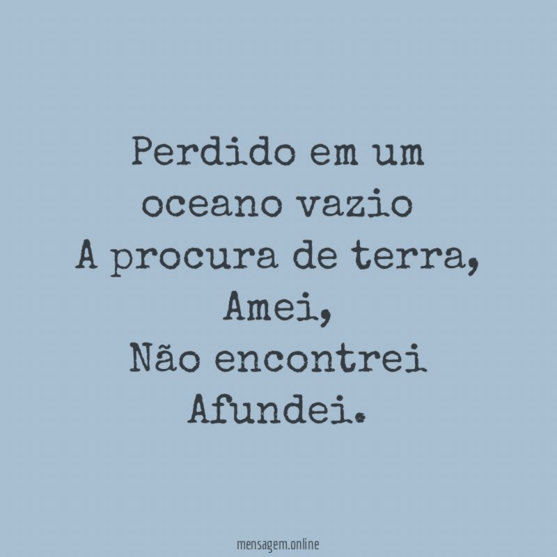 Perdido em um oceano vazio A procura de terra