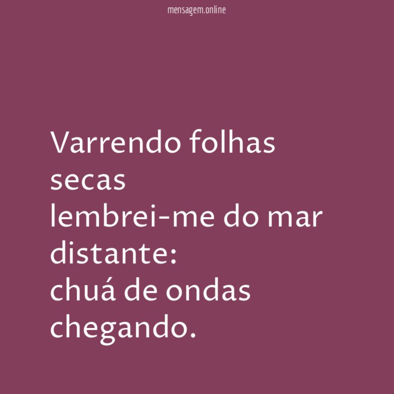 Varrendo folhas secas lembrei-me do mar distante