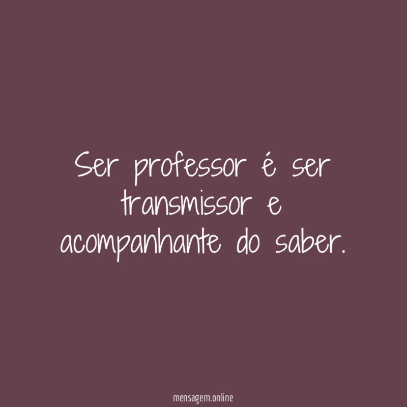 Ser professor é ser transmissor e acompanhante do saber