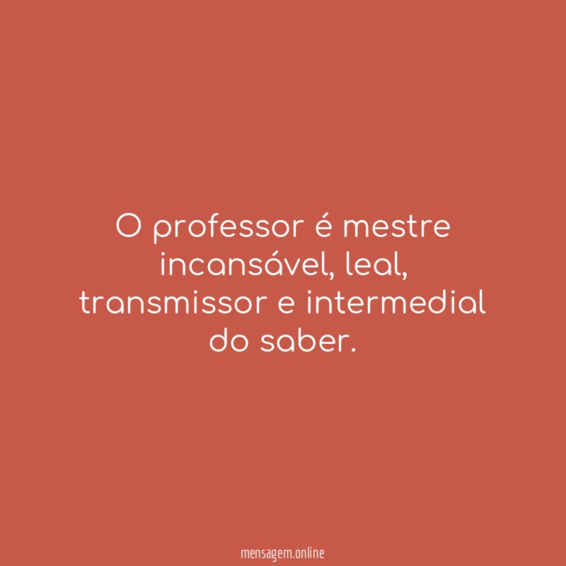 O professor é mestre incansável