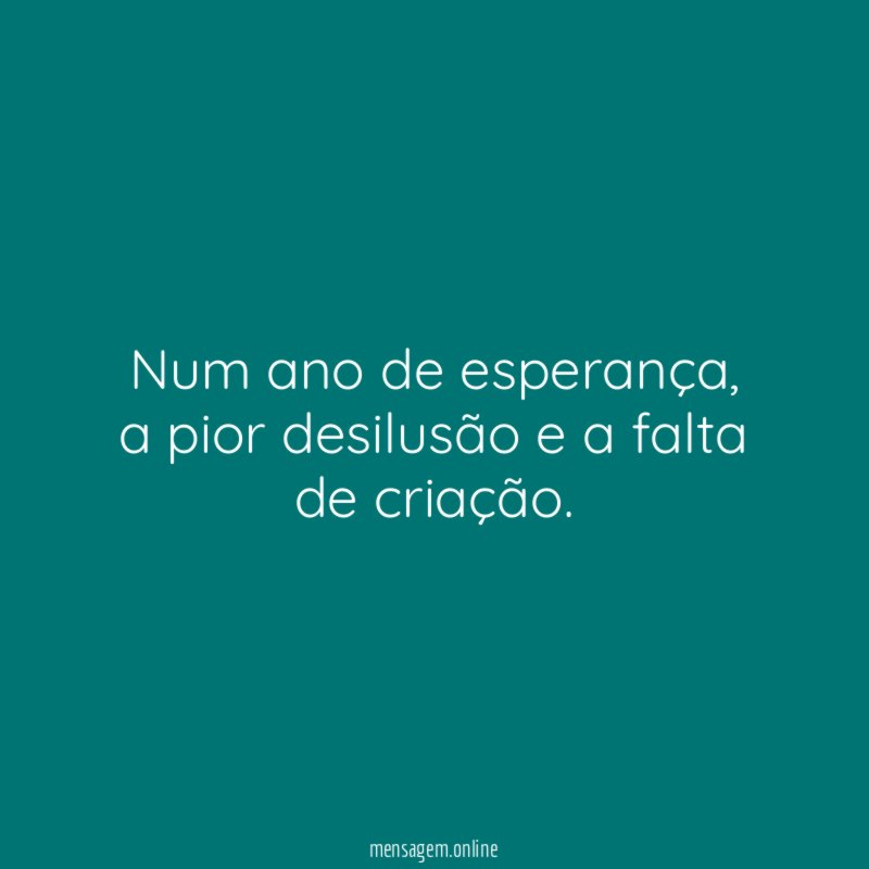 Num ano de esperança