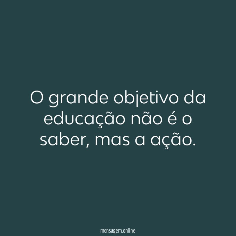 O grande objetivo da educação não é o saber