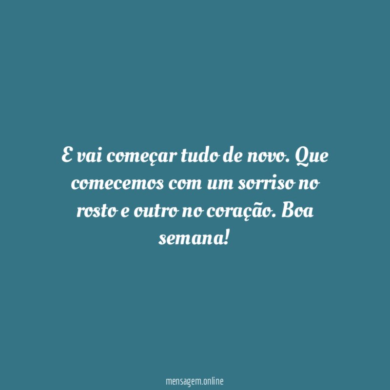 E vai começar tudo de novo