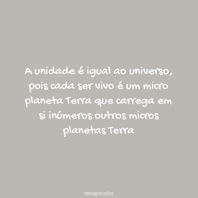 A unidade é igual ao universo