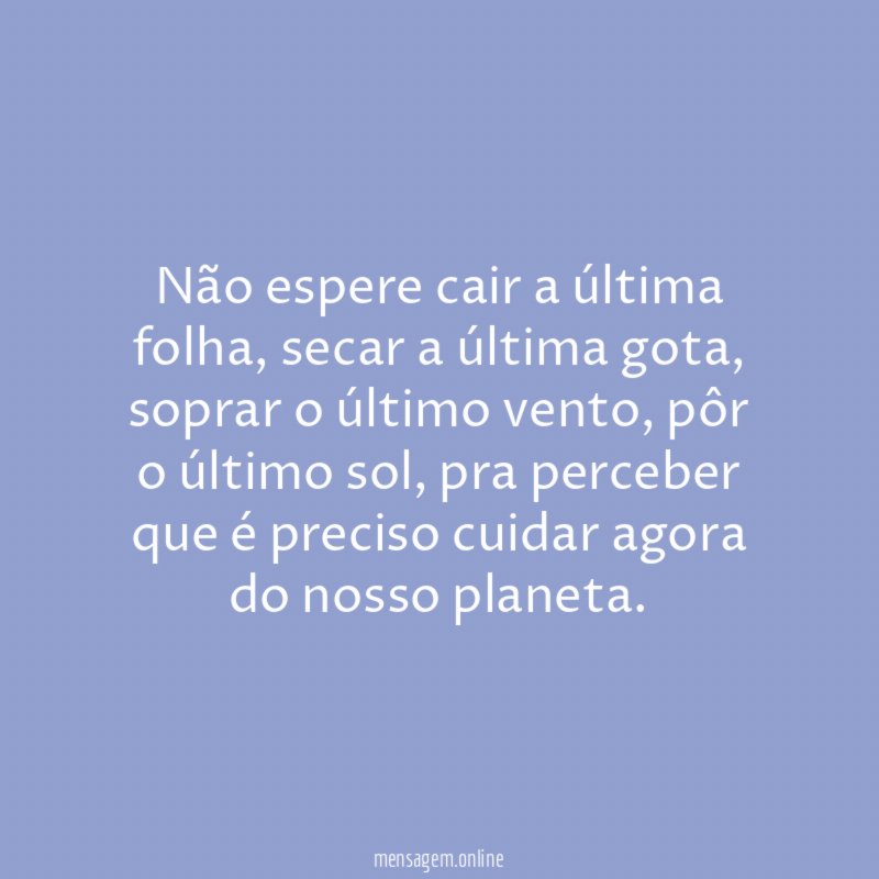 Não espere cair a última folha