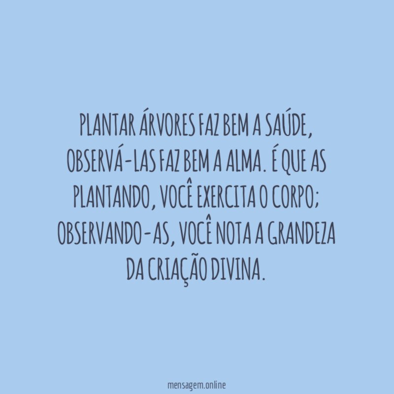 Plantar árvores faz bem a saúde