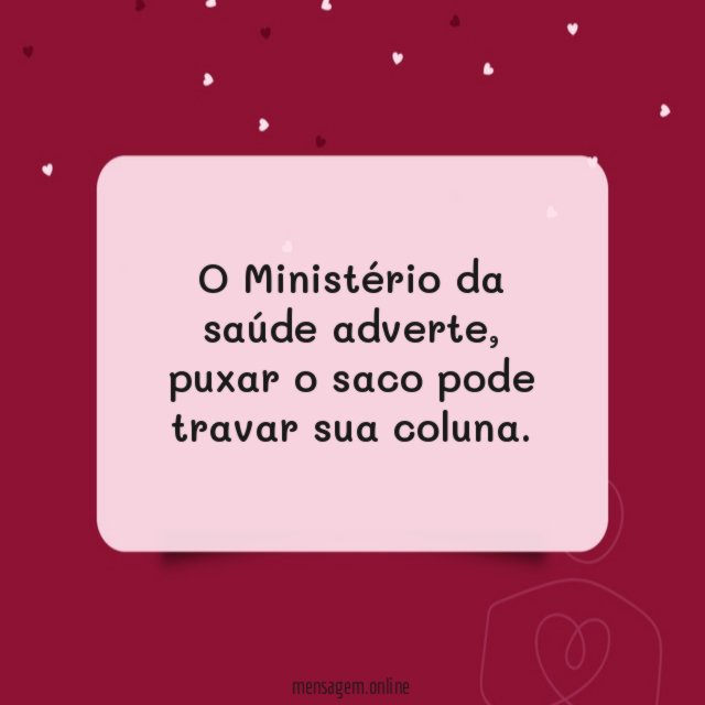 O Ministério da saúde adverte