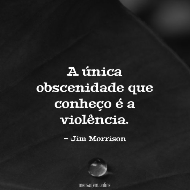 A única obscenidade que conheço é a violência