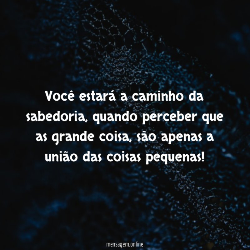 Você estará a caminho da sabedoria