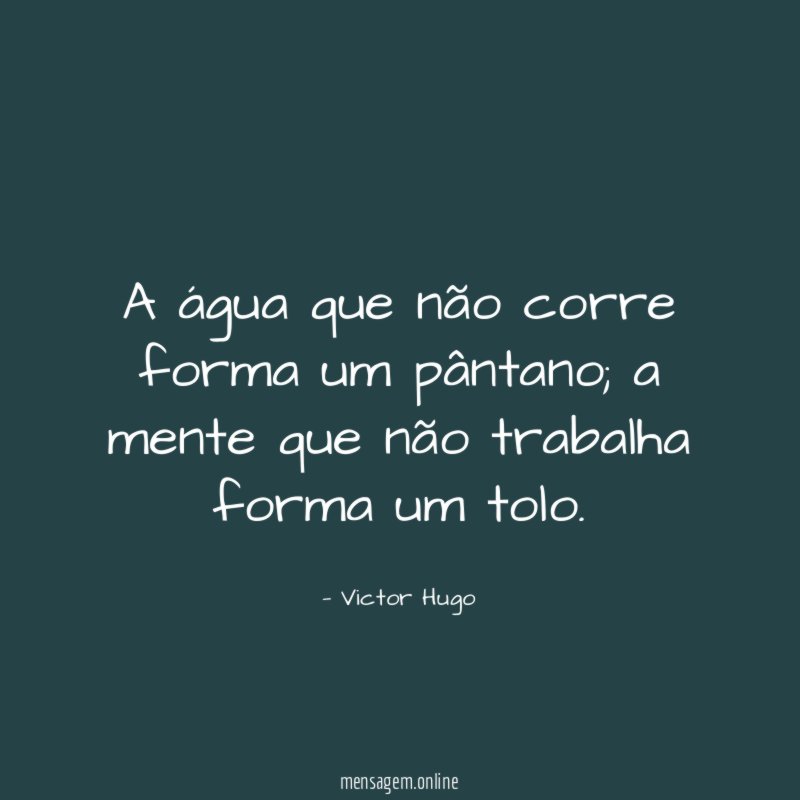 A água que não corre forma um pântano