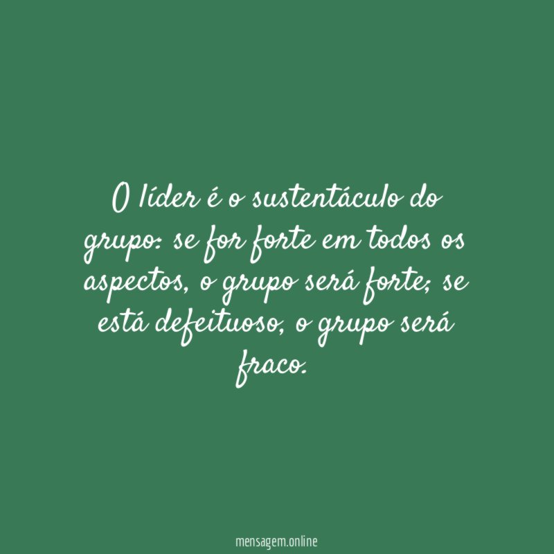 O líder é o sustentáculo do grupo