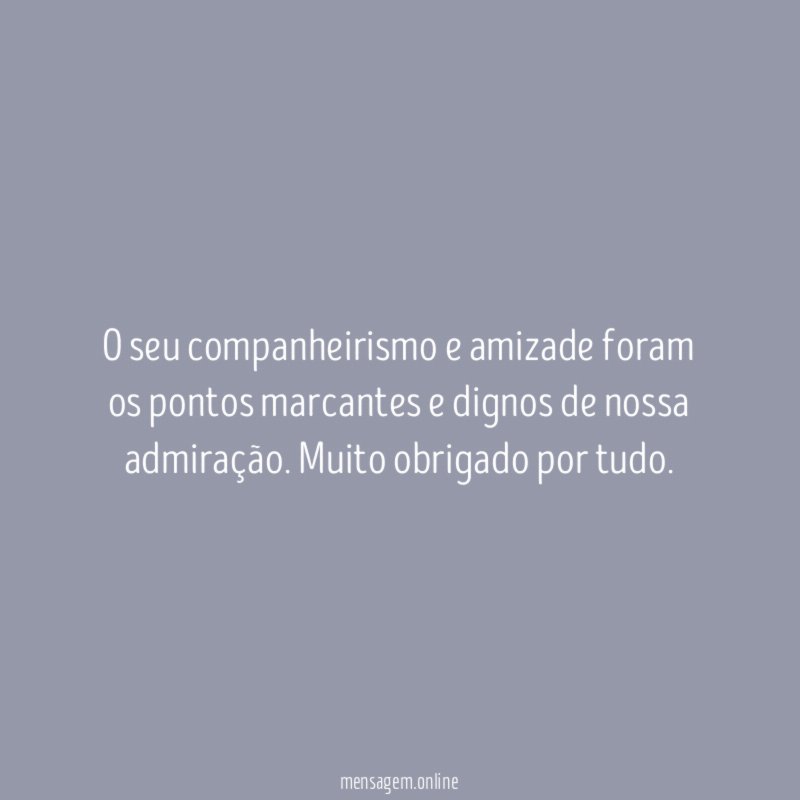 O seu companheirismo e amizade foram os pontos