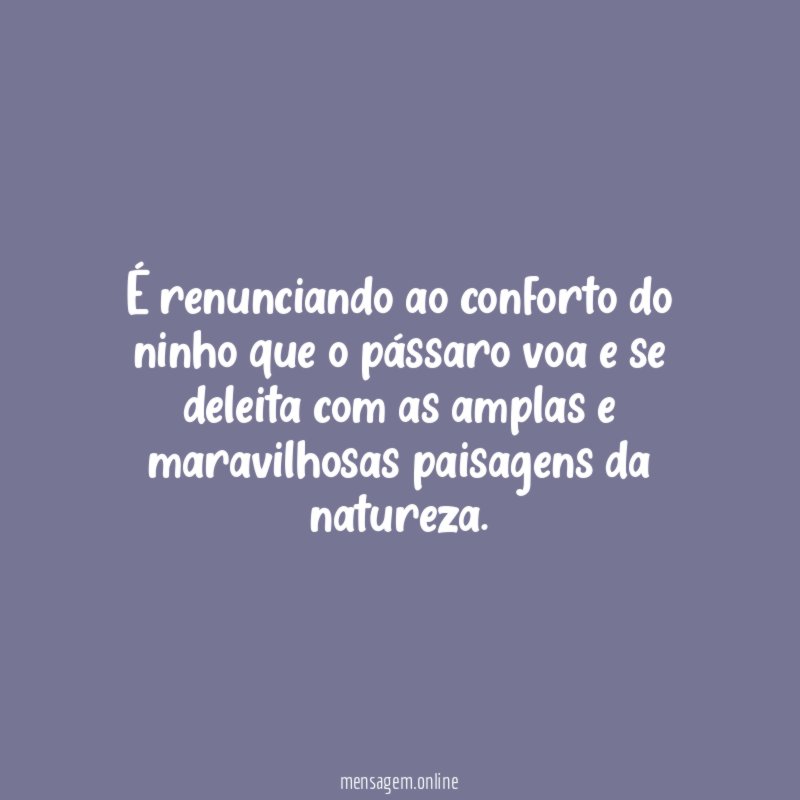 É renunciando ao conforto do ninho que