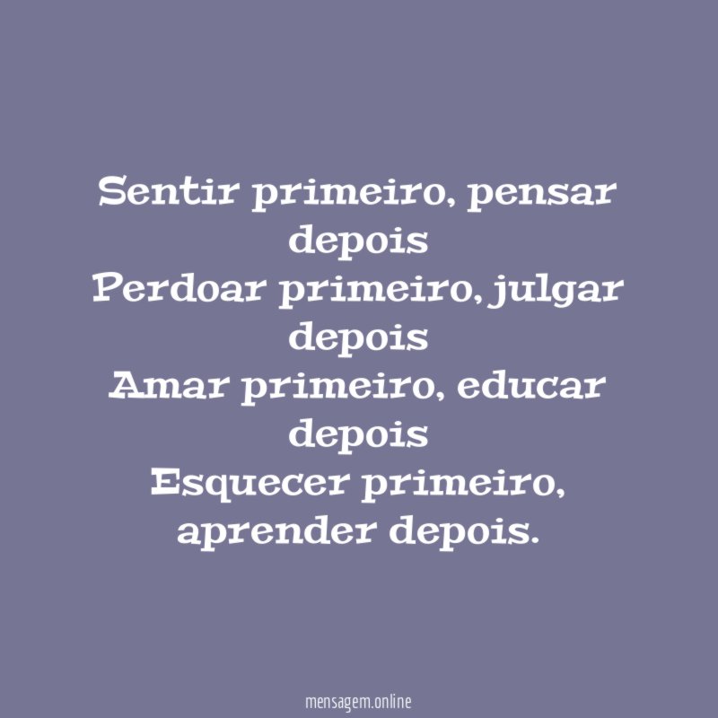 Sentir primeiro