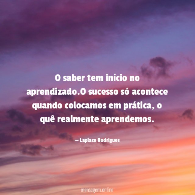 O saber tem início no aprendizado
